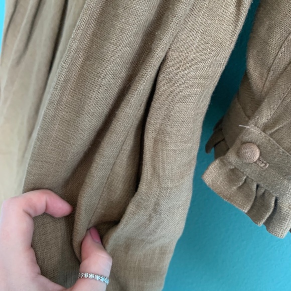 Brown Long Sleeved Linen Dress - Picture 5 of 6